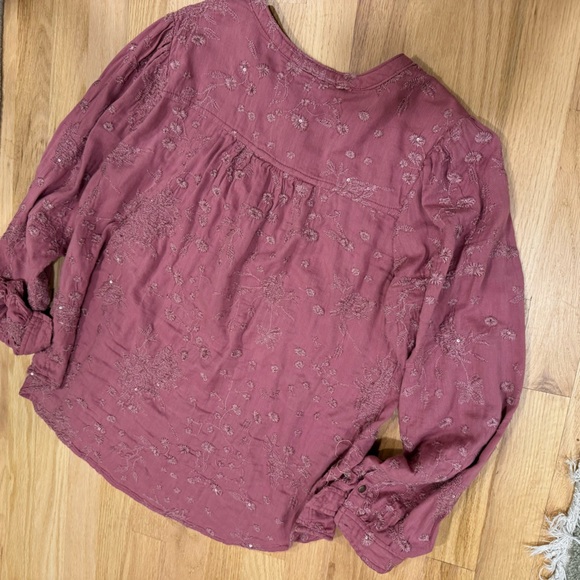 Anthropologie Pilcro Jolie Pintucked Blouse Pink/Rose ~ Size M - Picture 13 of 14